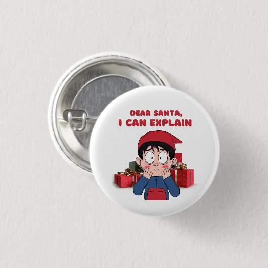 Dear Santa, I Can Explain Guilty Christmas Design 缶バッジ (正面&裏面)