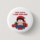 Dear Santa, I Can Explain Guilty Christmas Design 缶バッジ (正面)