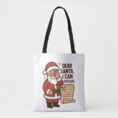 Dear Santa, I Can Explain Holiday Tote Bag トートバッグ (正面)