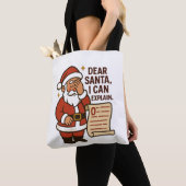 Dear Santa, I Can Explain Holiday Tote Bag トートバッグ (クローズアップ)