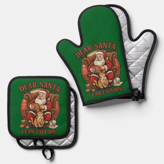 Dear Santa I Can Explain Potholders 鍋つかみ&鍋敷きセット (正面/裏面)