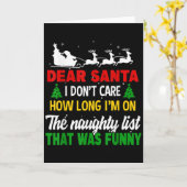 Dear Santa I Don't Care How Long I'm On The Nought カード (黄色い花)
