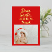 Dear Santa I Really Tried クリスマス 箔シーズンカード (立ち正面)