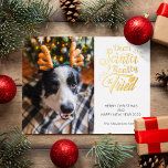 Dear Santa I tried pet dog photo fun Christmas 箔シーズンポストカード<br><div class="desc">Send this cute and fun holiday card to your family and friends to spread Christmas cheer. This card features trendy and modern typography that reads "Dear Santa I really tried" in golden foil handwritten fonts. Add your dog or cat picture, or even your kid's one to personalize. The back of...</div>