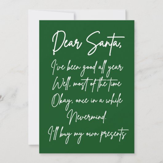 Dear Santa I'll buy my own stuff Funny Christmas カード (正面)