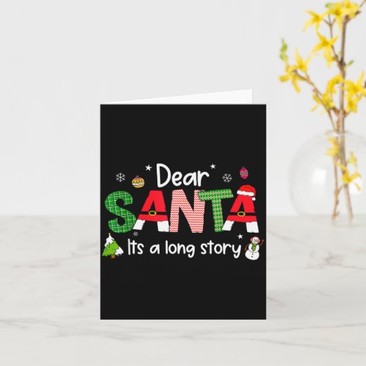 Dear Santa It's A Long Story Christmas Pjs Family  カード (黄色い花)