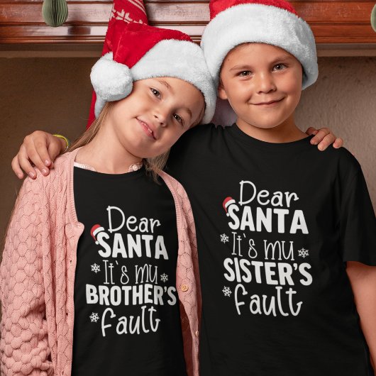 Dear Santa It's my Brother's Fault Tシャツ
