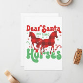 Dear Santa Just Bring the Horses Funny Christmas   ノートカード (正面/裏面インサイチュ)