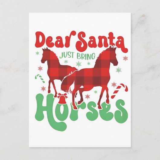 Dear Santa Just Bring the Horses Funny Christmas   案内ポストカード (正面)