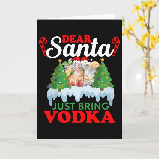 Dear Santa Just Bring Vodka Family Christmas Match カード (黄色い花)