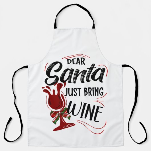 Dear Santa Just Bring Wine  エプロン (正面)