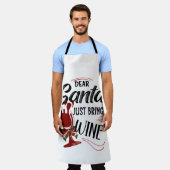 Dear Santa Just Bring Wine  エプロン (着用した状態)