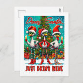 Dear Santa Just Bring Wine  ポストカード (正面/裏面)
