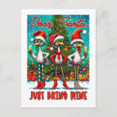 Dear Santa Just Bring Wine  ポストカード (正面)