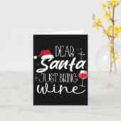 Dear Santa Just Bring Wine Christmas Drinking Fami カード (黄色い花)