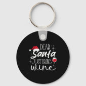 Dear Santa Just Bring Wine Christmas Drinking Fami キーホルダー (正面)