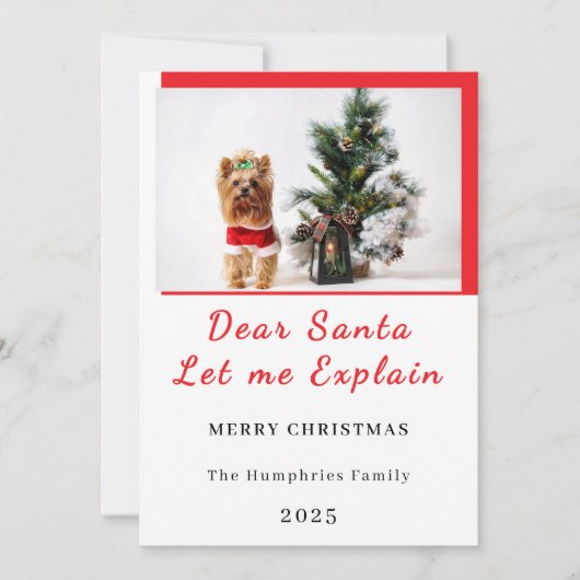 Dear Santa, Let Me Explain - Fun photo CHRISTMAS サンキューカード (正面)