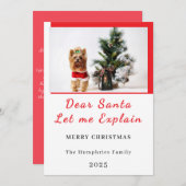 Dear Santa, Let Me Explain - Fun photo CHRISTMAS サンキューカード (正面/裏面)