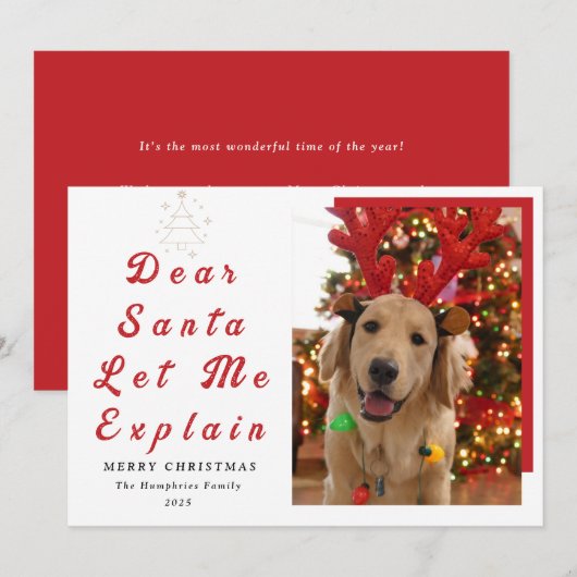 Dear Santa, Let Me Explain – Funny Pet Christmas  シーズンカード (正面/裏面)