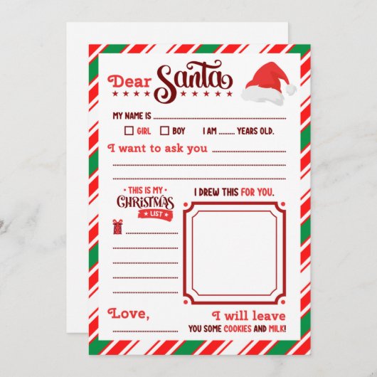 “Dear Santa” Letter  招待状 (正面/裏面)