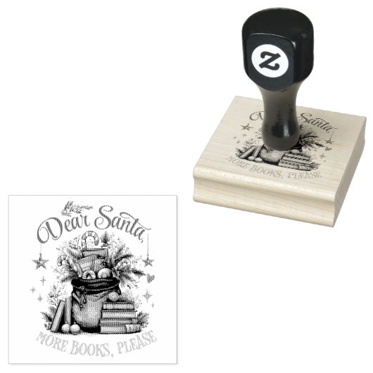 Dear Santa, More Books Please  ラバースタンプ (押印)