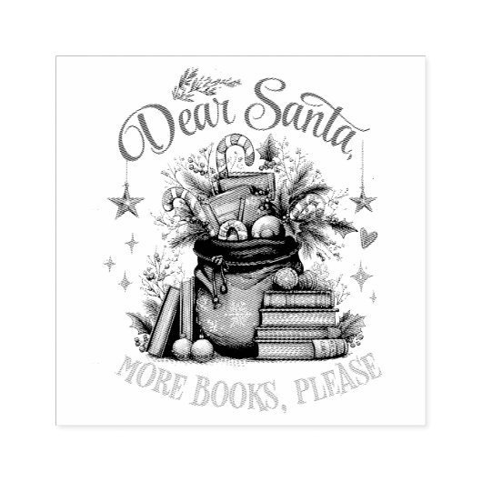 Dear Santa, More Books Please  ラバースタンプ (インプリント)