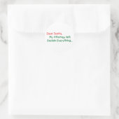 Dear Santa My Attorney Will Explain - 面白いクリスマスグッズ ラウンドシール (バッグ)