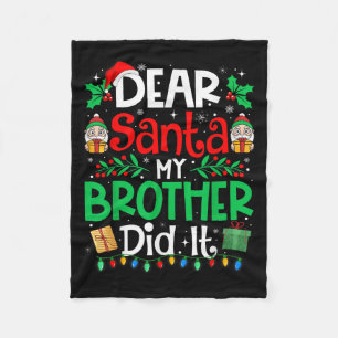 Dear Santa My Brother Did It 面白いクリスマスの少年たち フリースブランケット