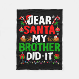 Dear Santa My Brother Did It 面白いクリスマスの男の子 フリースブランケット