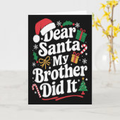 Dear Santa My Brother Did It Christmas Humor  カード (黄色い花)