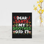 Dear Santa My Brother Did It Funny Christmas Boys  カード (黄色い花)