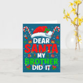Dear Santa My Brother Did It Funny Christmas Boys  カード (黄色い花)