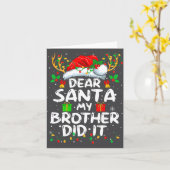 Dear Santa My Brother Did It Funny Christmas Boys  カード (黄色い花)