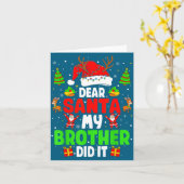 Dear Santa My Brother Did It Funny Christmas Boys  カード (黄色い花)