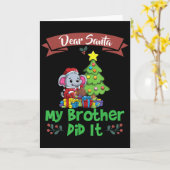 Dear Santa My Brother Did It Siblings Christmas  カード (黄色い花)