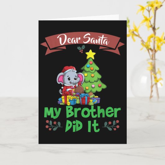 Dear Santa My Brother Did It Siblings Christmas  カード (黄色い花)