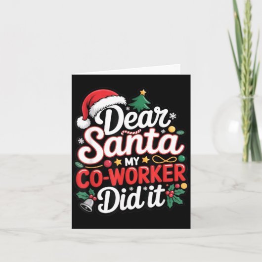 Dear Santa My Co-worker Did It Funny Christmas Cow カード (正面)