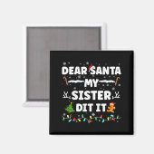 Dear Santa My Sister Did It 面白いクリスマスの少年G マグネット (正面/裏面)