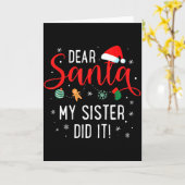 Dear Santa My Sister Did It Girls Kids Boys Funny  カード (黄色い花)