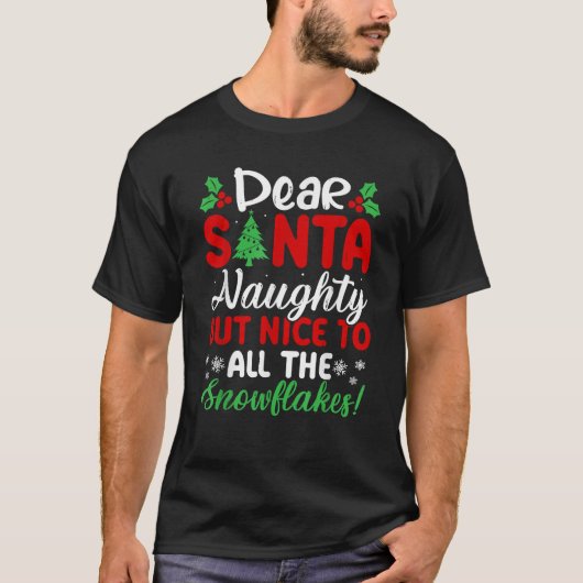 Dear Santa Naughty But Nice To All The Snowflakes  Tシャツ (正面)