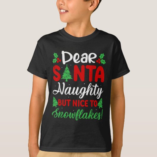 Dear Santa Naughty But Nice To Snowflakes! Funny C Tシャツ (正面)