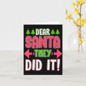 Dear Santa They Did It Funny Family Christmas Holi カード (黄色い花)