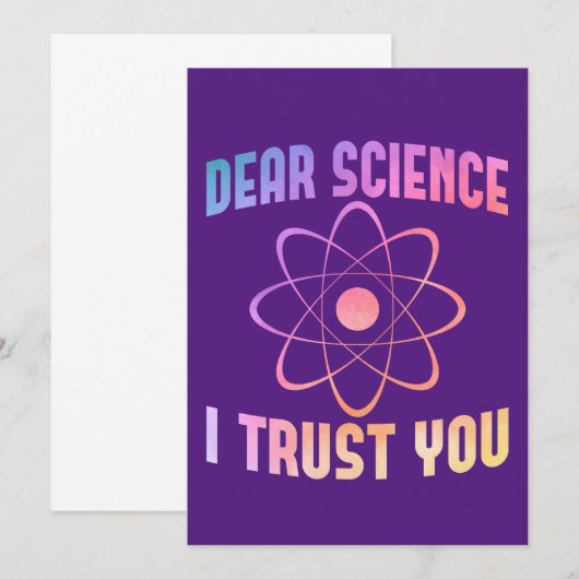Dear Science I Trust You - おもしろ科学デザイン 招待状 (正面/裏面)