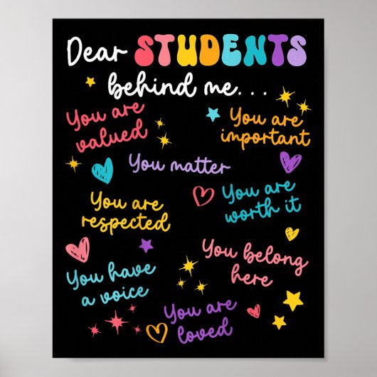 Dear Student Behind Me Teacher Appreciation Back T ポスター (正面)