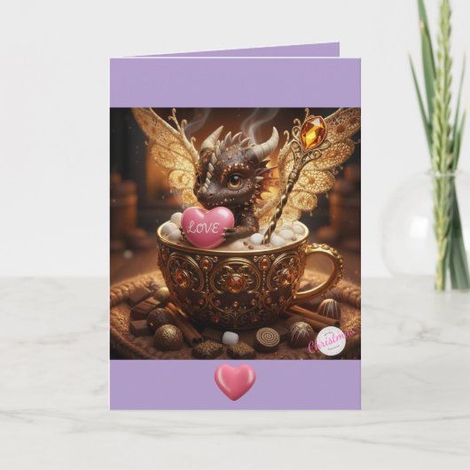 Dearest Dragon Valentine-Hot Cocoa &Gold Vday Card カード (正面)