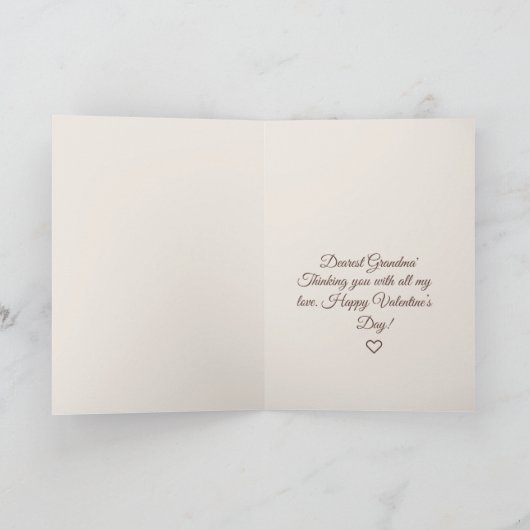 Dearest Grandma Pink Hearts First Valentine Folded カード (内部)