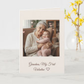 Dearest Grandma Pink Hearts First Valentine Folded カード (黄色い花)