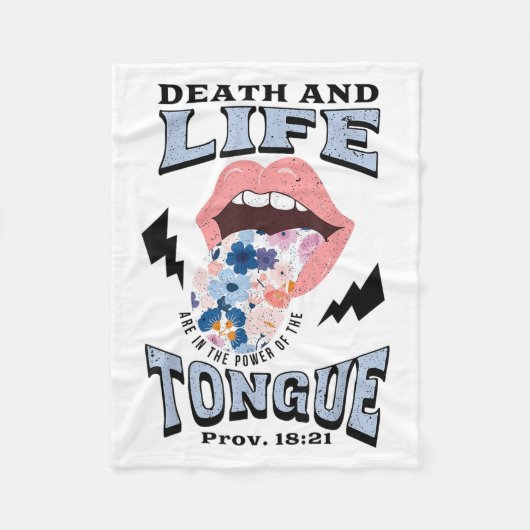 Death And Life Tongue Christian  フリースブランケット (正面)