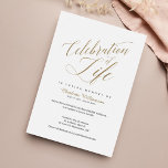 Death Anniversary Celebration of Life Calligraphy 招待状<br><div class="desc">Celebrate a beautiful life with our celebration of life invitation. The deign features "Celebration of Life" in an elegant faux gold typography designed in simple layout to display your event details.</div>
