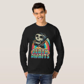 Death Awaits Grim Reaper Scythe Rainbow Tシャツ (正面フル)